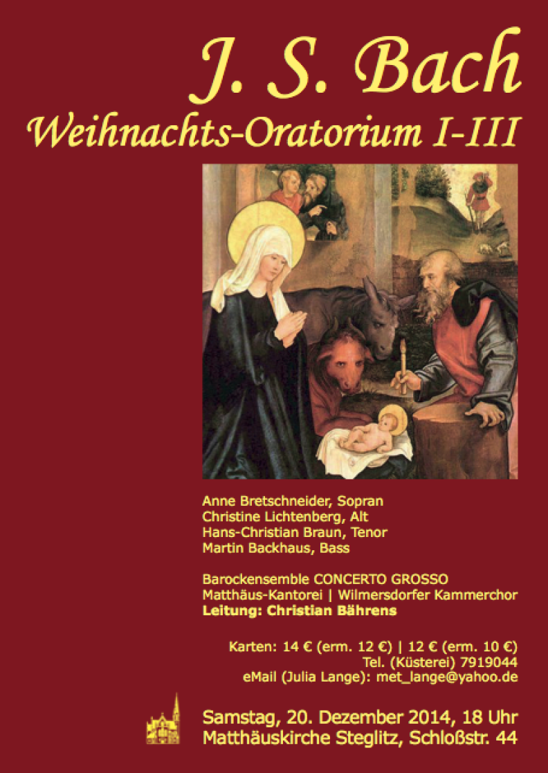 Konzertplakat Weihnahctsoratorium