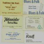 Diverse Visitenkarten von verschiedenen Bluesbands