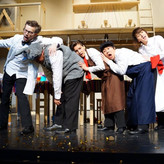 Tischlein Deck Dich (Theater an der Rott, May 2015) f.l.t.r. Jakob Puchmayr, Martin Kiener, Marika Rainer, Yechan Lee, Elsa Giannoulidou. © Rupert Rieger