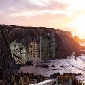 Cliffs    (2024)    pencil as brush and eraser I art print on canvas I 33 x 47 cm