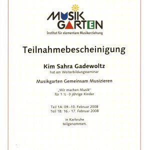 Teilnahme Weiterbildung Musikgarten Phase 1